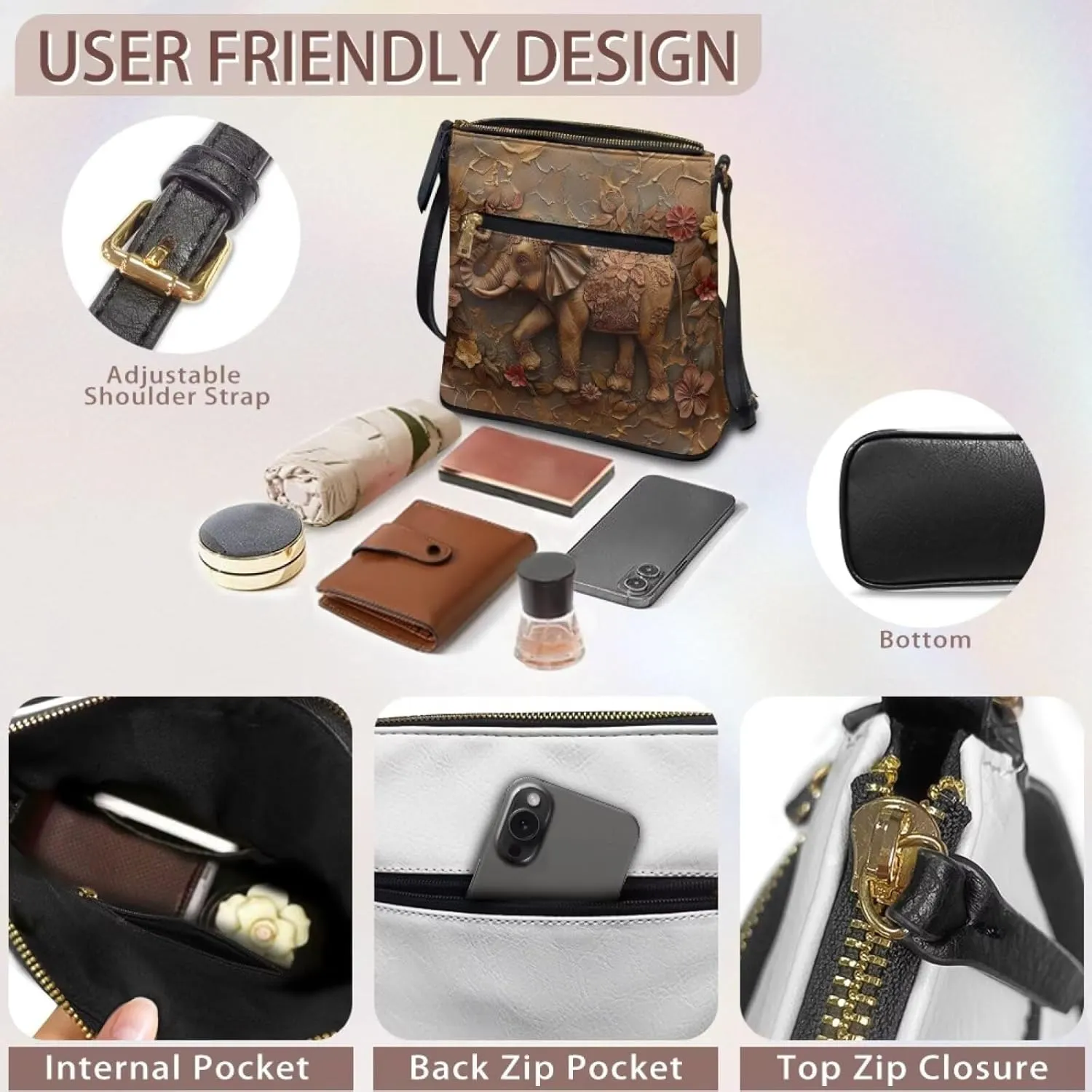 Leather Crossbody Bags for Women Large Sling Hobo Bag Trendy Messenger Bag with Zipper Closure for Dating Shopping