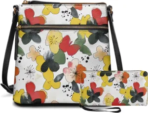 Leather Purses 2Pcs, Fashion Shoulder Bag with Belt Wallet Set of 2 Lightweight & Portable for Independence Day