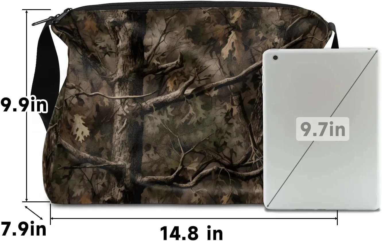 Leather Travel Duffle Bag for Women Men, Forest Tree Camo Small Sports Gym Bag Weekender Overnight Bags Underseat Carry on Luggage Bags for Airplanes, Personal Item Travel Bag,B-805