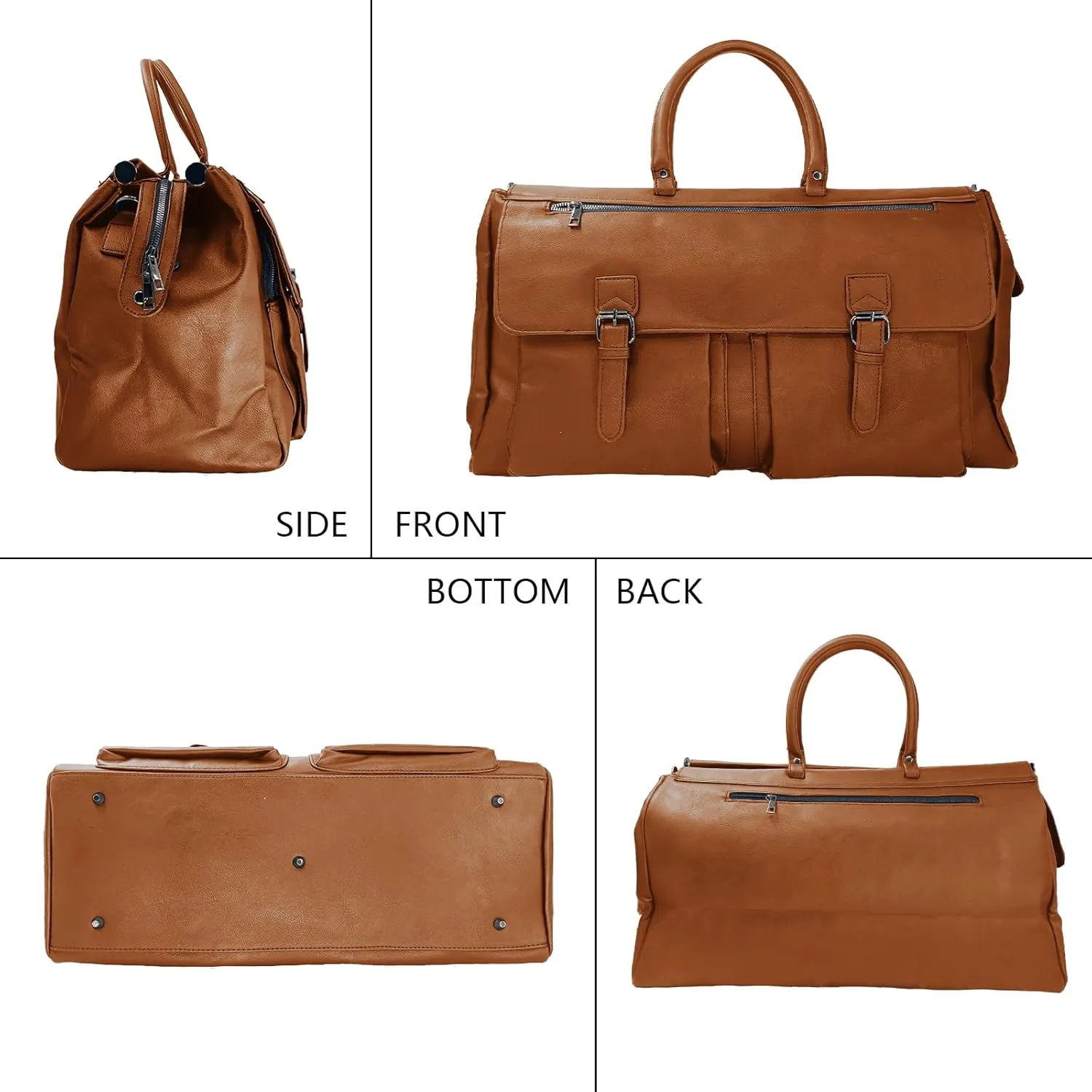 Leather Travel Weekender Bag Large Carry On Travel Tote Duffel Bag For men and Women - Brown