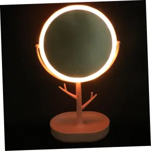 Led Lighting Portable Makeup Mirror 360° Rotation Compact Desktop Cosmetics Mirror Jewelry Storage Durable