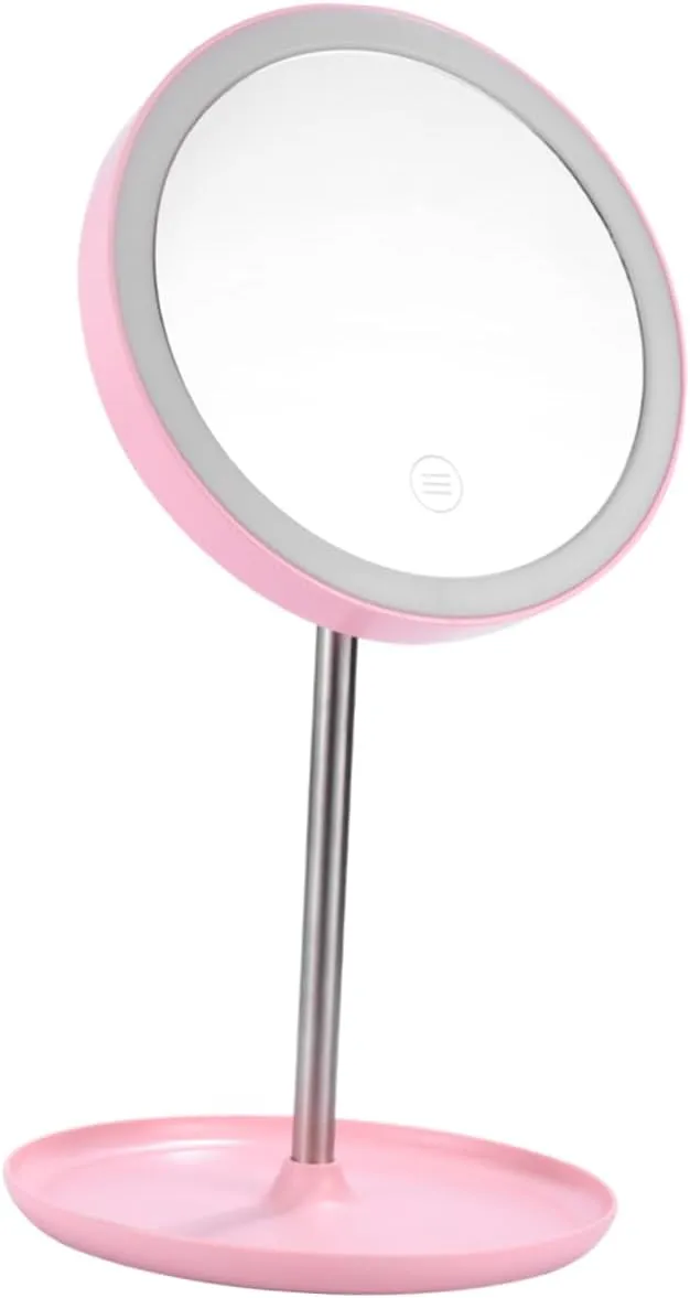 LED Makeup Mirror with Rechargeable Light Touch Screen Vanity Mirror Durable Cosmetic Mirror for Easy Makeup Application Trifold Design