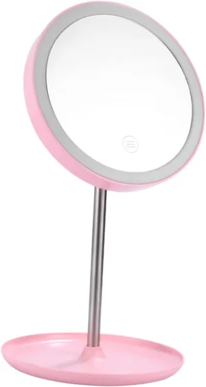 LED Makeup Mirror with Rechargeable Light Touch Screen Vanity Mirror Durable Cosmetic Mirror for Easy Makeup Application Trifold Design