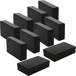 LeMotech Project Box 10 Pieces ABS Plastic Electrical Project Case Small Junction Box for Electronics Black 3.9 x 2.4 x 1.0 inch (100 x 60 x 25 mm)