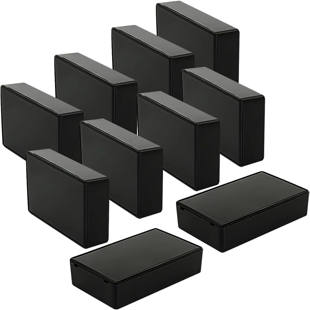 LeMotech Project Box 10 Pieces ABS Plastic Electrical Project Case Small Junction Box for Electronics Black 3.9 x 2.4 x 1.0 inch (100 x 60 x 25 mm)