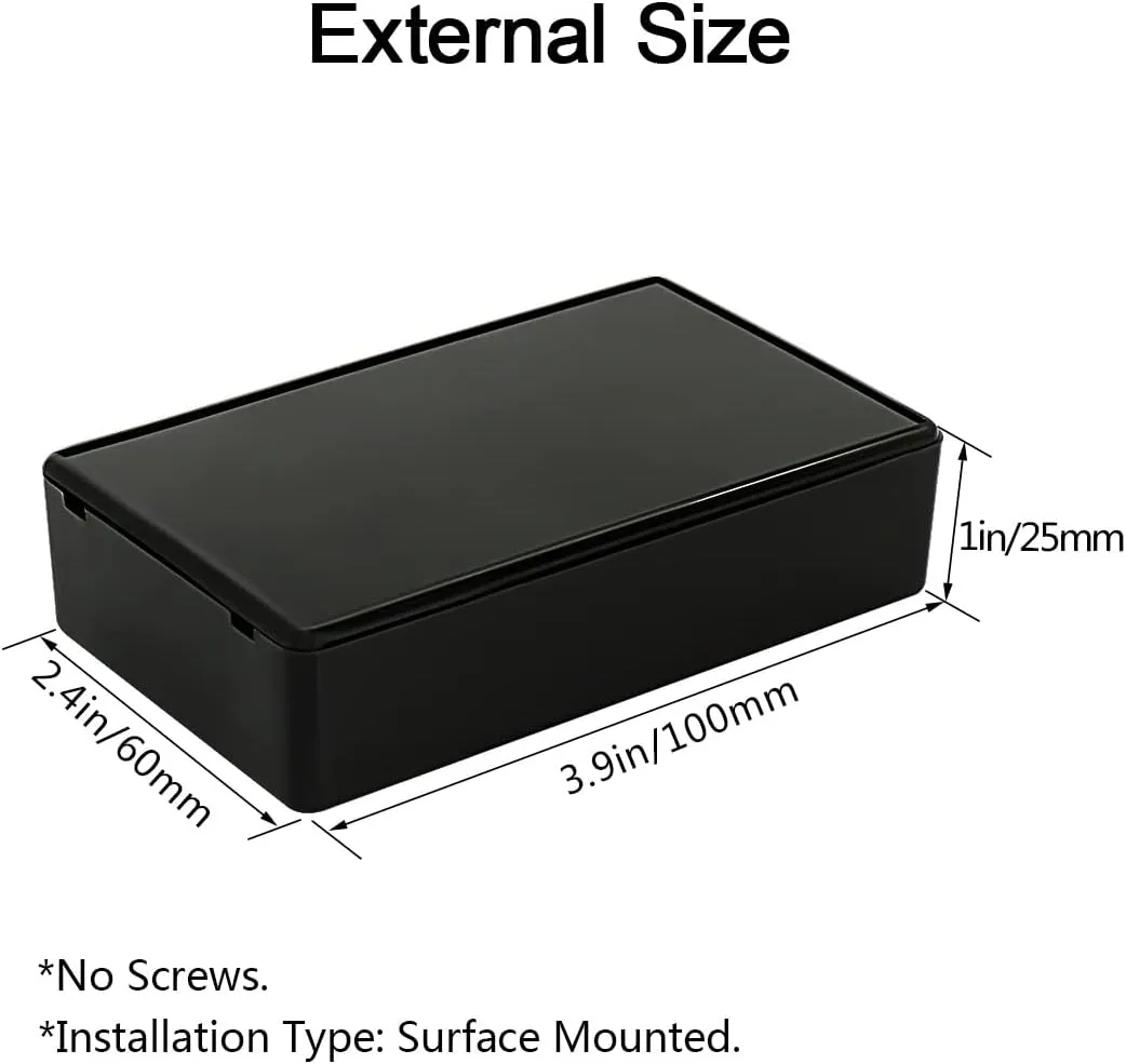 LeMotech Project Box 10 Pieces ABS Plastic Electrical Project Case Small Junction Box for Electronics Black 3.9 x 2.4 x 1.0 inch (100 x 60 x 25 mm)