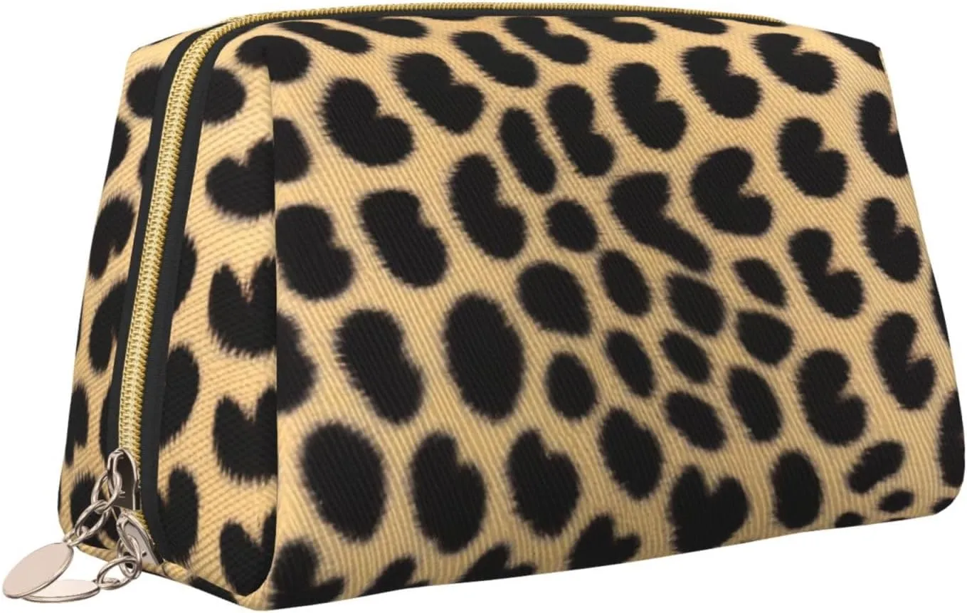 Leopard Animal Print Toiletry Pouch, Travel-Friendly Makeup Organizer For Makeup Brushes, Lipsticks