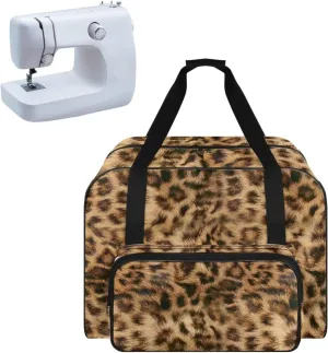 Leopard Sewing Machine Case Heavy Padded Tote Bag Portable Sewing Machine Handbag Dust Proof Compatible with Most Standard Sewing Machines