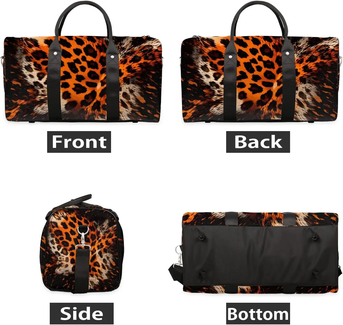 Leopard Tie Dye Print Travel Duffel Bag for Women Men Waterproof Foldable Overnight Weekender Bag Large Capacity Sports Gym Bag