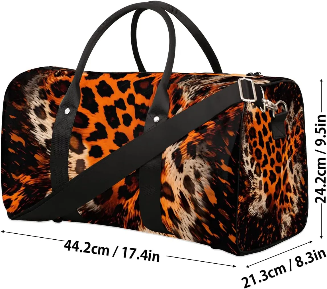 Leopard Tie Dye Print Travel Duffel Bag for Women Men Waterproof Foldable Overnight Weekender Bag Large Capacity Sports Gym Bag