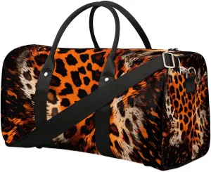 Leopard Tie Dye Print Travel Duffel Bag for Women Men Waterproof Foldable Overnight Weekender Bag Large Capacity Sports Gym Bag