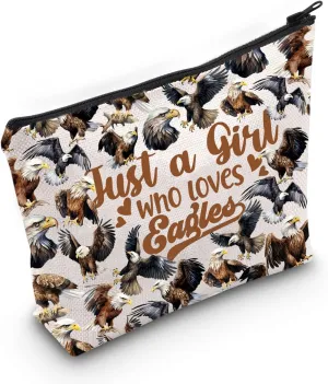 LEVLO Bald Eagle Cosmetic Makeup Bag - Eagle Lover Gift - Zipper Bag