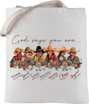LEVLO Country Girl Cosmetic Make Up Bag Western Equestrian Gift God Says You Are Unique Special Lovely Makeup Zipper Pouch Bag (God Country Girl Tote)