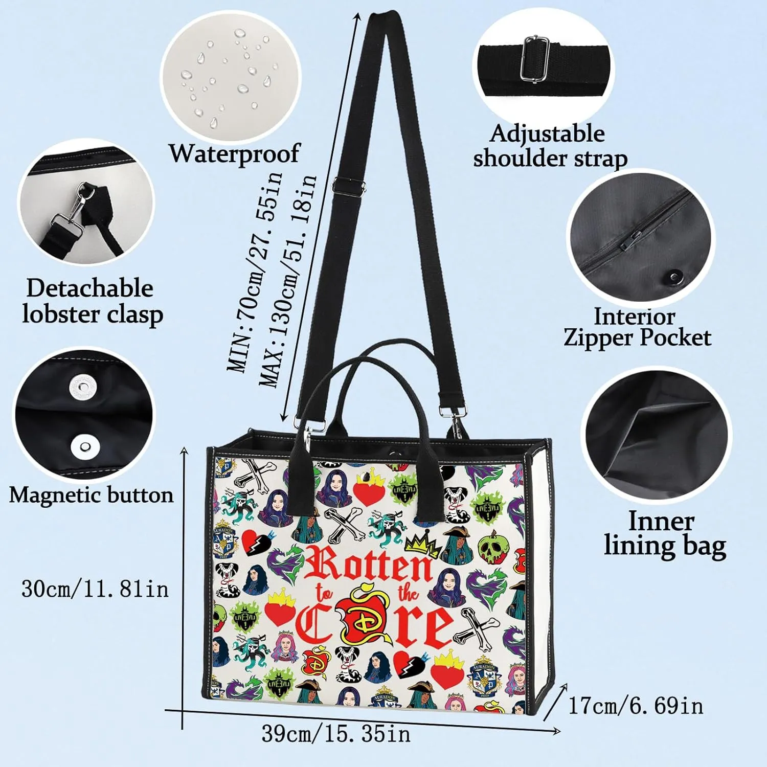 LEVLO Descendants Cosmetic Make Up Bag Descendants Fans Gift Rotten to the Core Makeup Zipper Pouch Bag For Friend Family (Core LT)