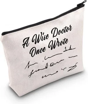 LEVLO Doctor's Handwriting Joke Gift A Wise Doctor Once Wrote Makeup Bag Medical Hospital Zipper Pouch(A Wise Doctor)