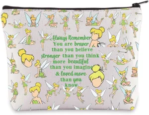 LEVLO Fairy Tale Cosmetic Bag Pixie Fans Inspired Gift You Are Braver Stronger Smarter Than You Think Makeup Zipper Pouch Bag