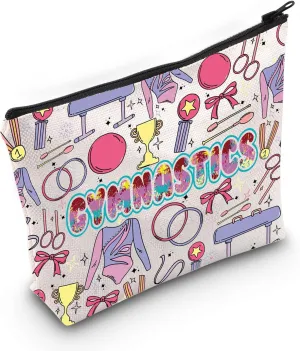 LEVLO Gymnastics Cosmetic Makeup Bag Gymnast Team Gift Gymnastics Coach Zipper Pouch Bag Gymnast Graduation Merchandise (Gymnastics Full Bag)