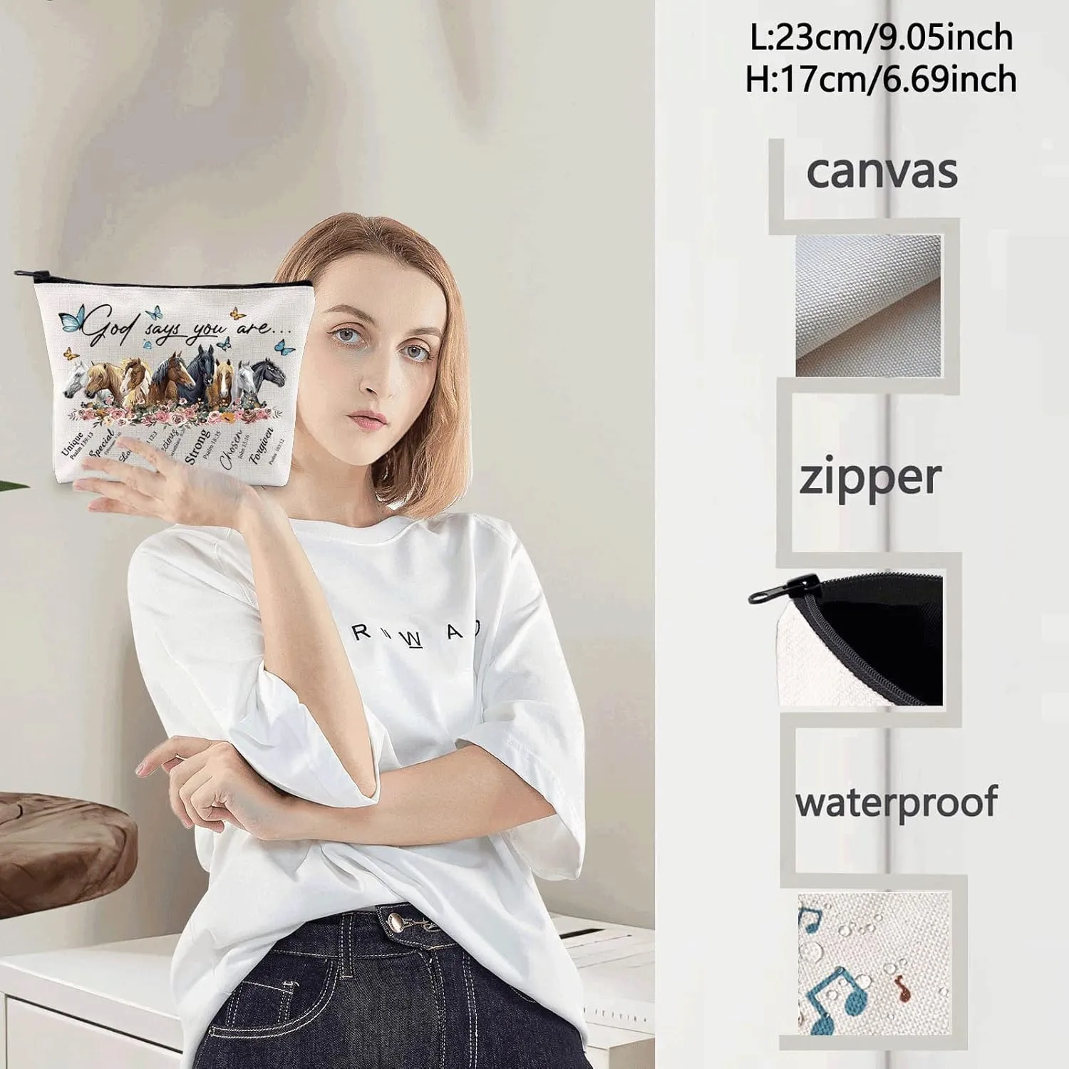 LEVLO Horse Cosmetic Make Up Bag Gift For Horse Lover God Says You Are Unique Special Lovely Chosen Makeup Zipper Pouch Bag (God Says Horse)