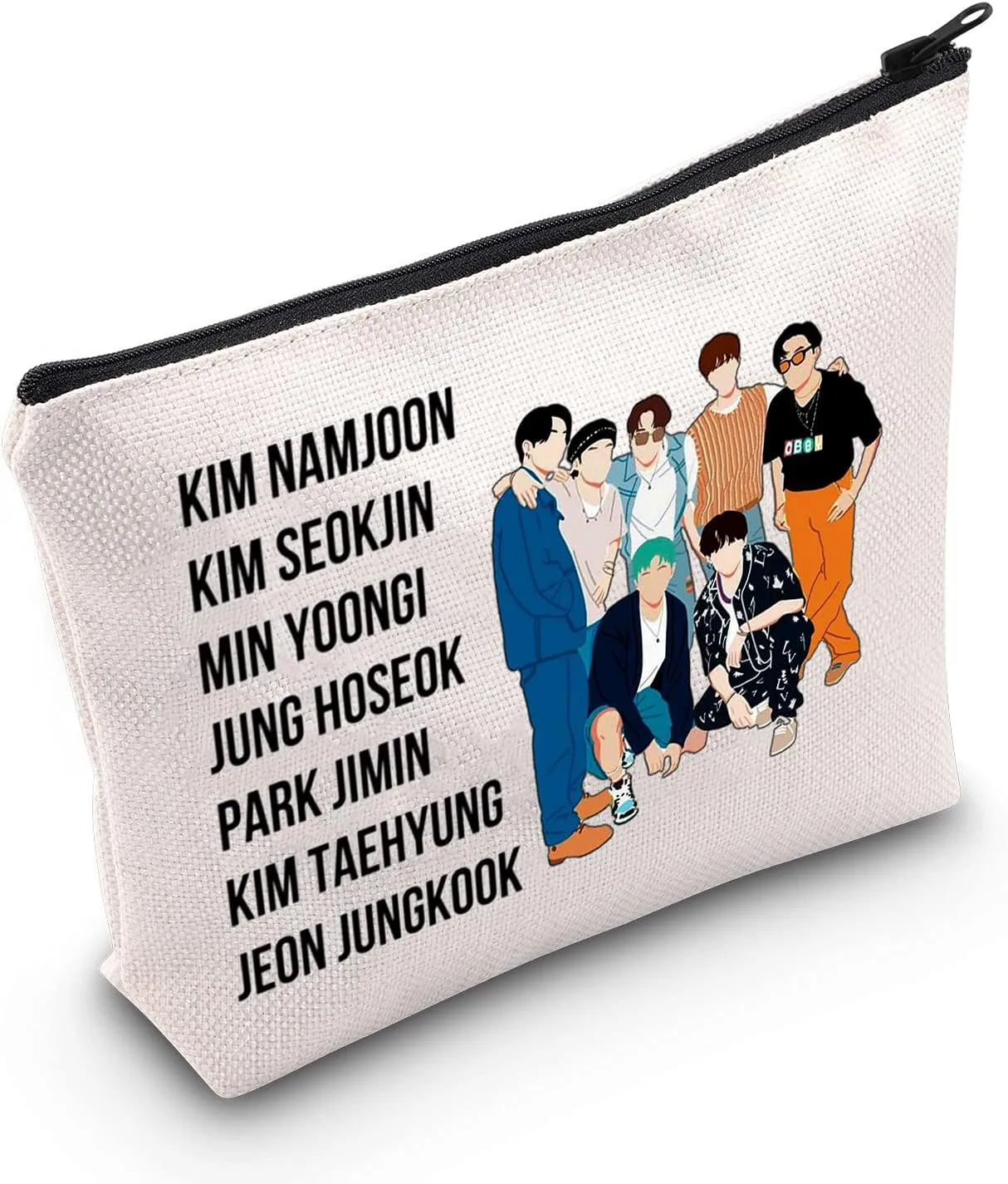 LEVLO Korean Group Cosmetic Bag K-pop Army Members Fans Gift Army Members Name Makeup Zipper Pouch Bag