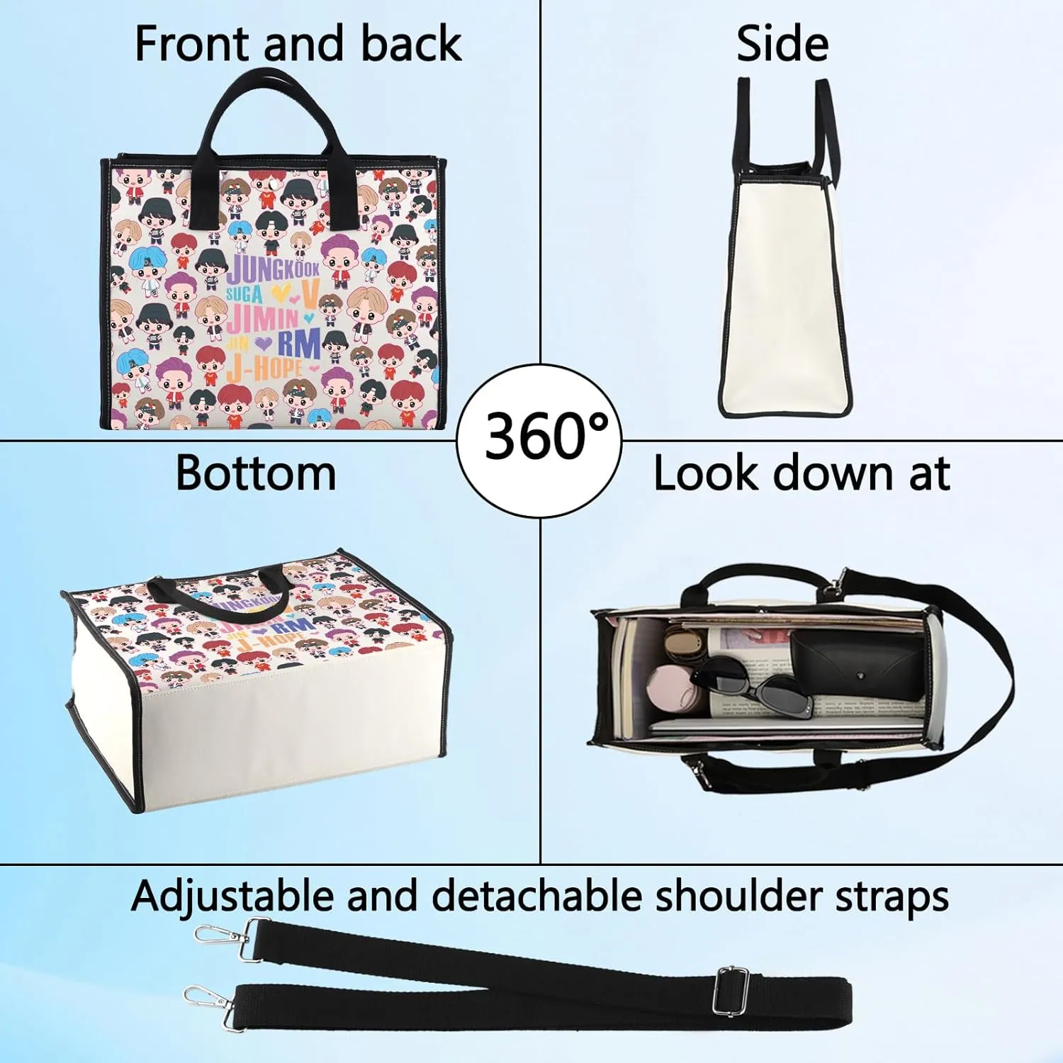 LEVLO Korean Group Cosmetic Bag K-pop Army Members Fans Gift Army Members Name Makeup Zipper Pouch Bag