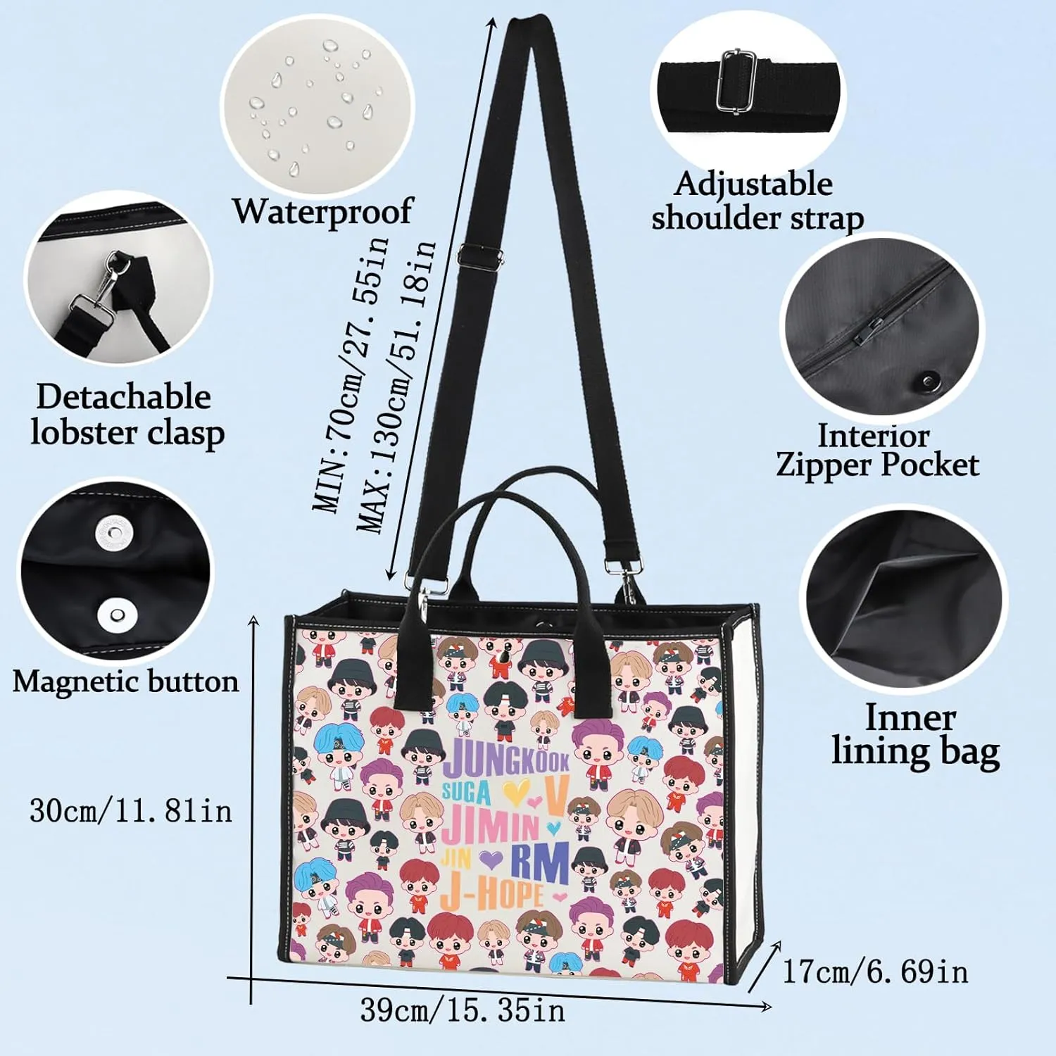 LEVLO Korean Group Cosmetic Bag K-pop Army Members Fans Gift Army Members Name Makeup Zipper Pouch Bag