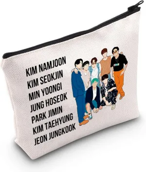 LEVLO Korean Group Cosmetic Bag K-pop Army Members Fans Gift Army Members Name Makeup Zipper Pouch Bag