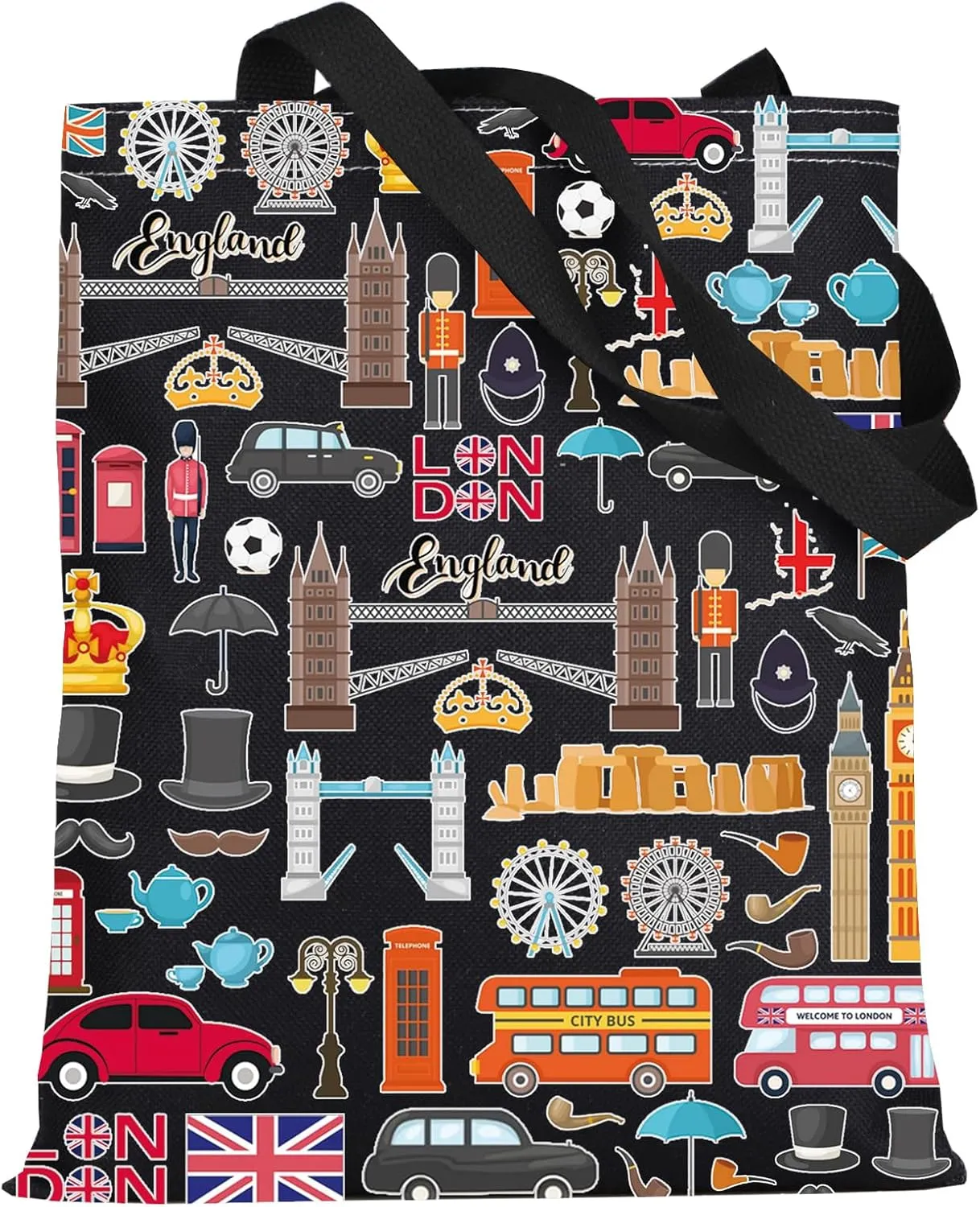 LEVLO London Travel Gift British Theme Cosmetic Bag England Souvenir Gift United Kingdom Make Up Zipper Pouch Bag (London BT)