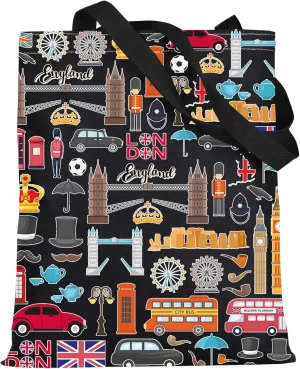 LEVLO London Travel Gift British Theme Cosmetic Bag England Souvenir Gift United Kingdom Make Up Zipper Pouch Bag (London BT)