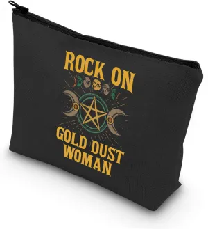 LEVLO Music Band Lyric Cosmetic Makeup Bag Blues Rock Music Band Fans Gift Song Lyric Zipper Pouch Bag Rock Music Band Lyric Merchandise (Rock on Black Bag)