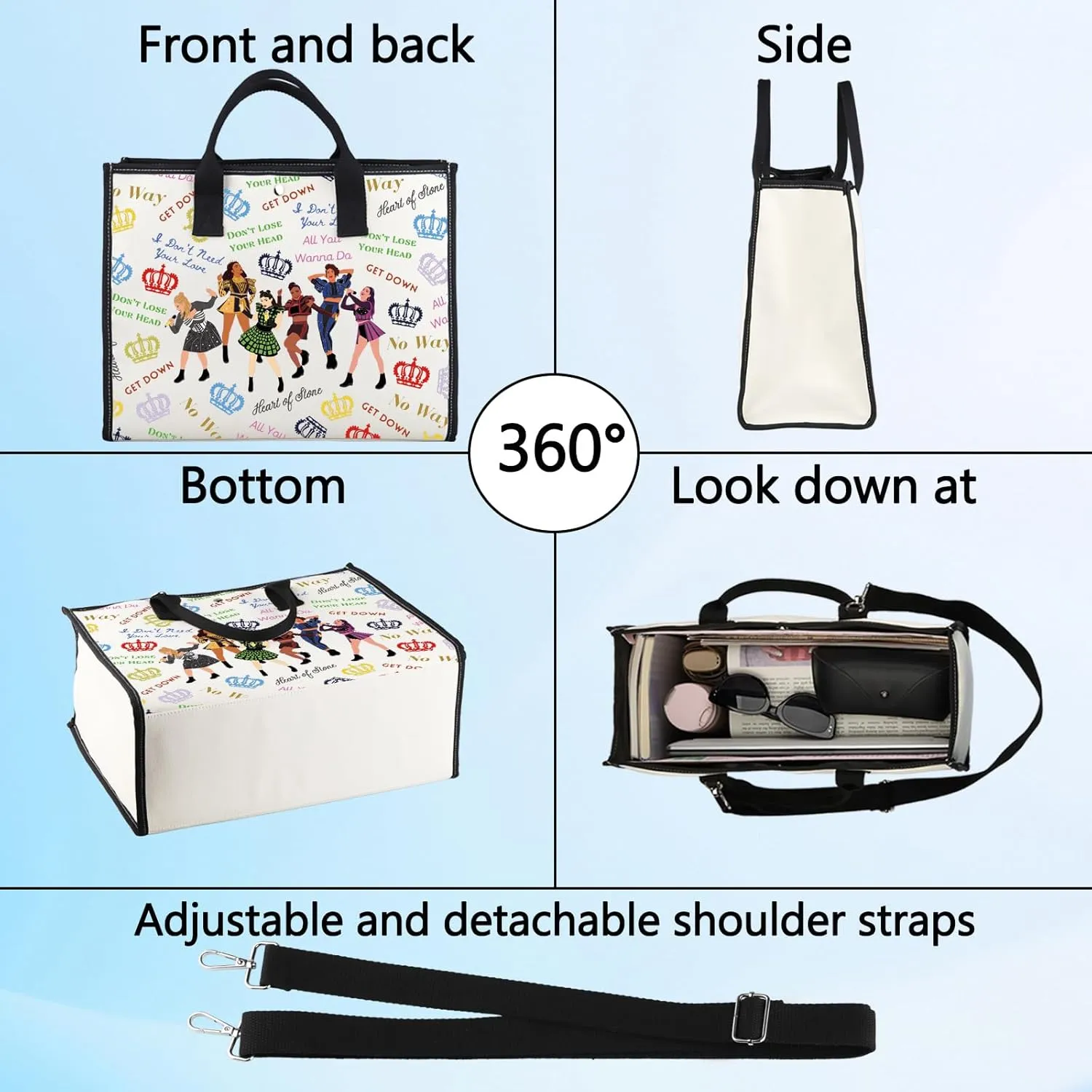LEVLO Musical Queen Cosmetic Bag Theater Drama Fans Gift Six Queen Musical Make Up Zipper Pouch Bag