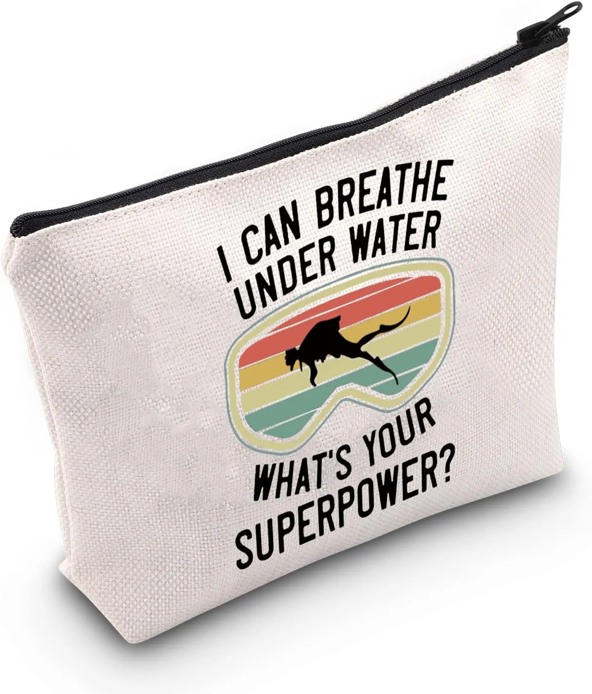 LEVLO Scuba Diving Cosmetic Bag Diving Lover Gift I Can Breathe Underwater What's Your Superpower Make up Zipper Pouch Bag For Scuba Diver (I Can Breathe Underwater)