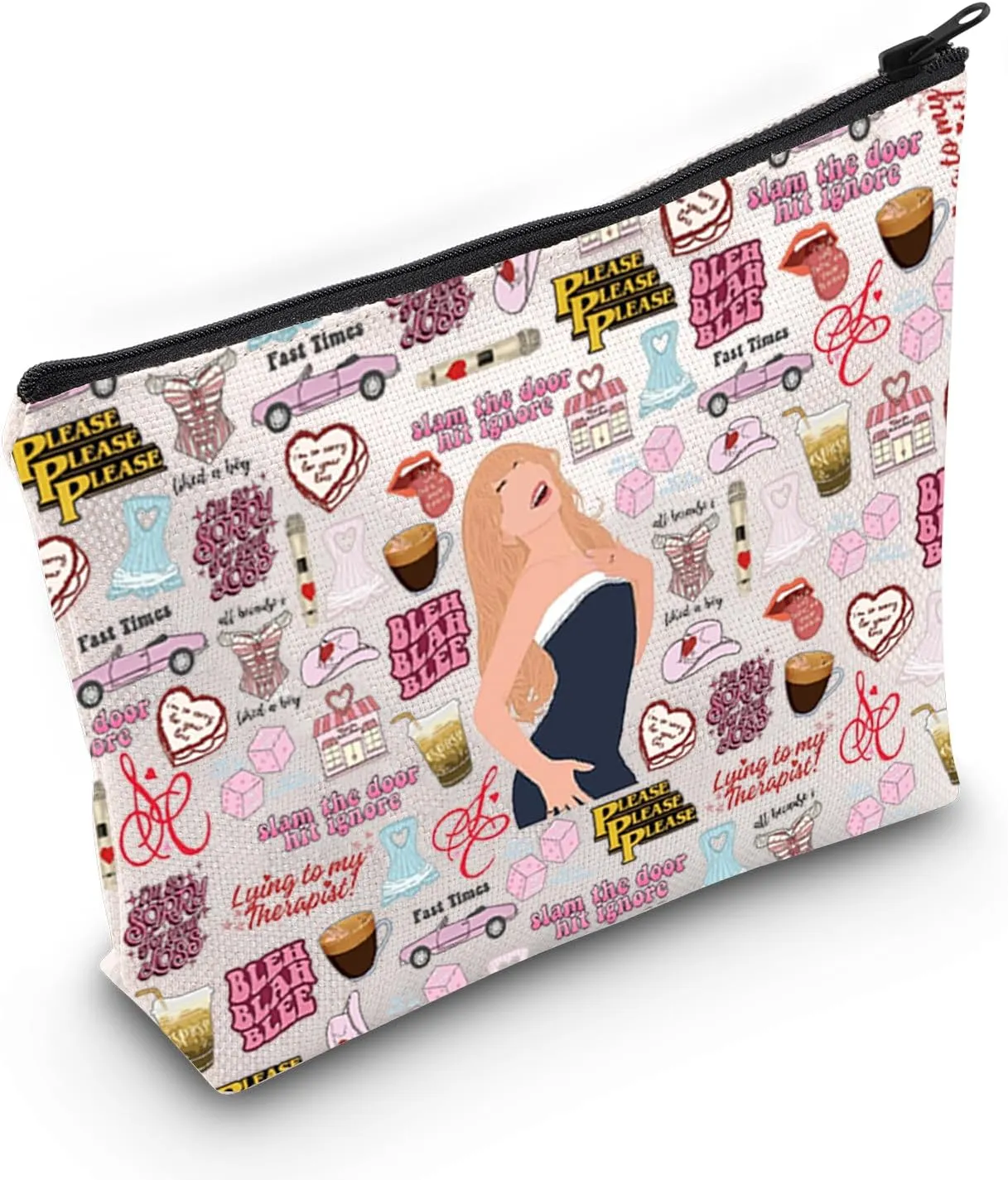 LEVLO Singer Cosmetic Makeup Bag Music Album Lover Gift Music Concert Zipper Pouch Bag Singer Tour Merchandise(Bleh Bag)