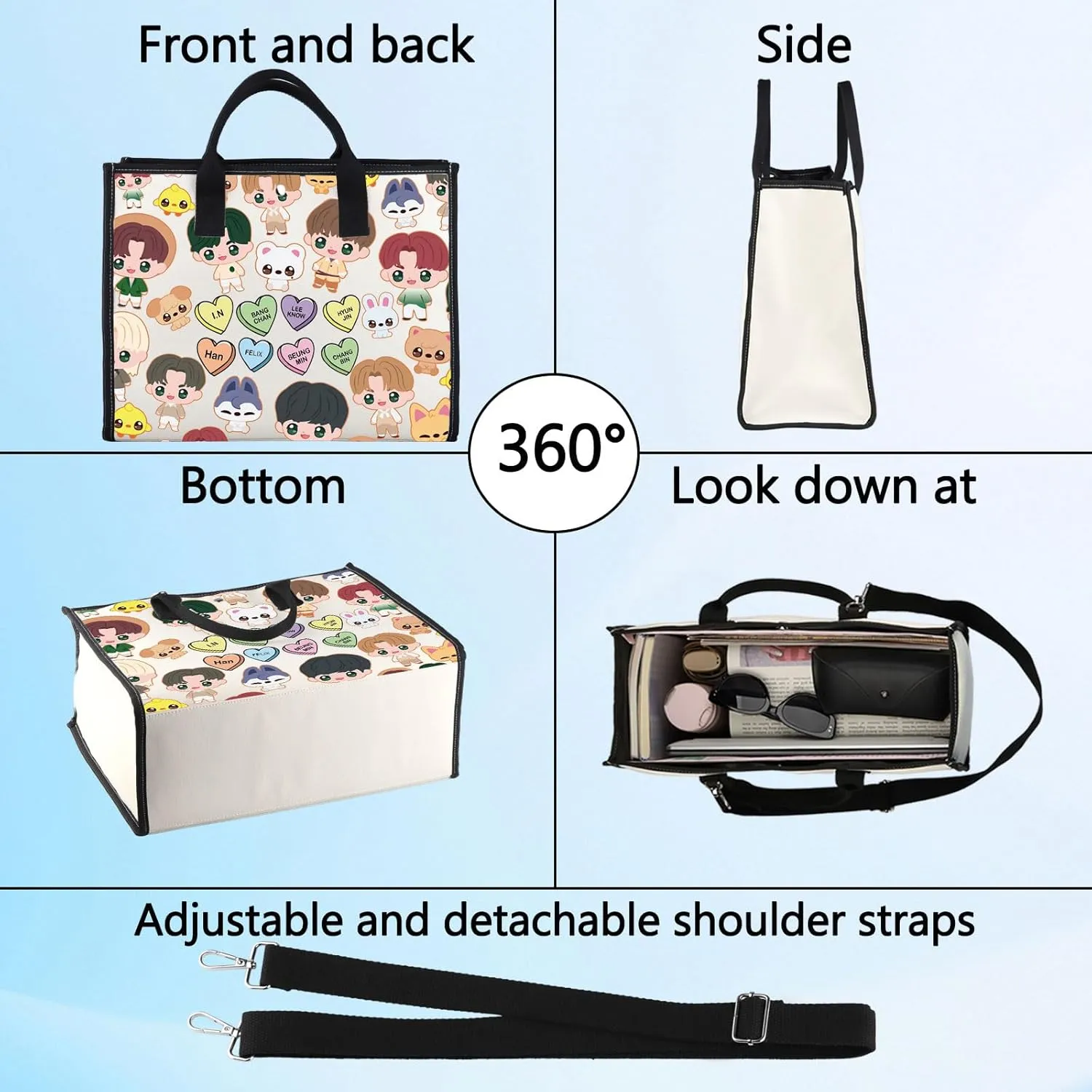 LEVLO SKZ Cosmetic Makeup Bag SKZ K-POP Fans Gift K-POP Cartoon Member Makeup Zipper Pouch Bag (SKZ LT)