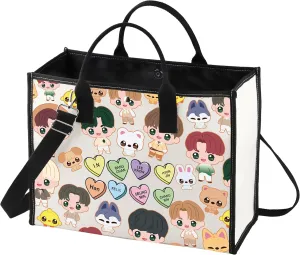 LEVLO SKZ Cosmetic Makeup Bag SKZ K-POP Fans Gift K-POP Cartoon Member Makeup Zipper Pouch Bag (SKZ LT)