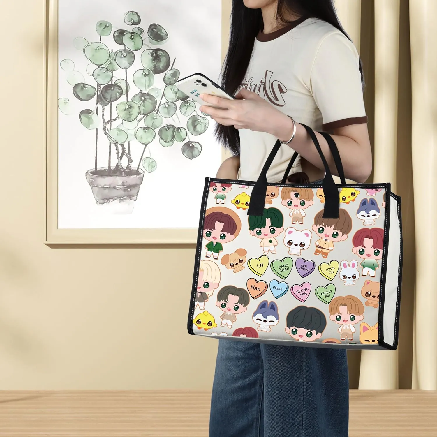 LEVLO SKZ Cosmetic Makeup Bag SKZ K-POP Fans Gift K-POP Cartoon Member Makeup Zipper Pouch Bag (SKZ LT)