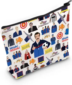 LEVLO Soccer Coach Makeup Bag Soccer Coach TV Show Gifts You Are Braver Stronger Smarter Than You Think Believe Zipper Pouch Bag (Believe Full)