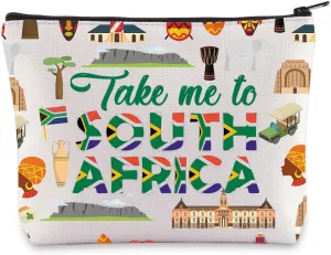 LEVLO South Africa Symbols Travel Cosmetic Bag South Africa Souvenir Gift Take Me To South Africa Makeup Zipper Pouch Bag For Traveler (Take Me To South Africa)