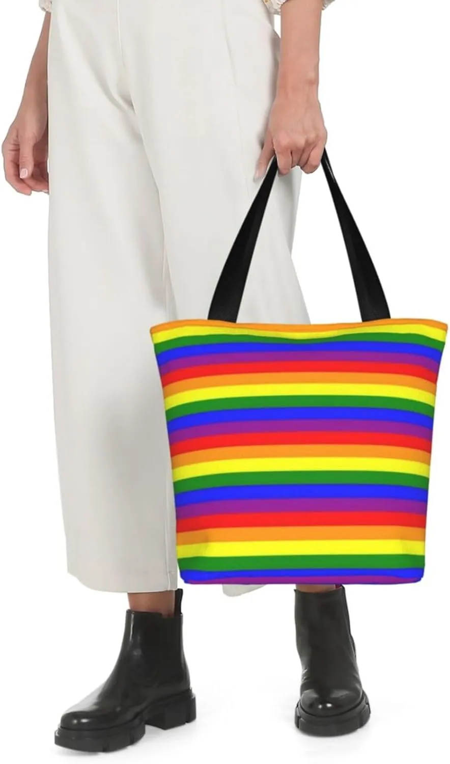 LGBT Pride Gay Rainbow Women's Tote Bag Lightweight Shopping Handbag Travel Shoulder Bag With Zipper
