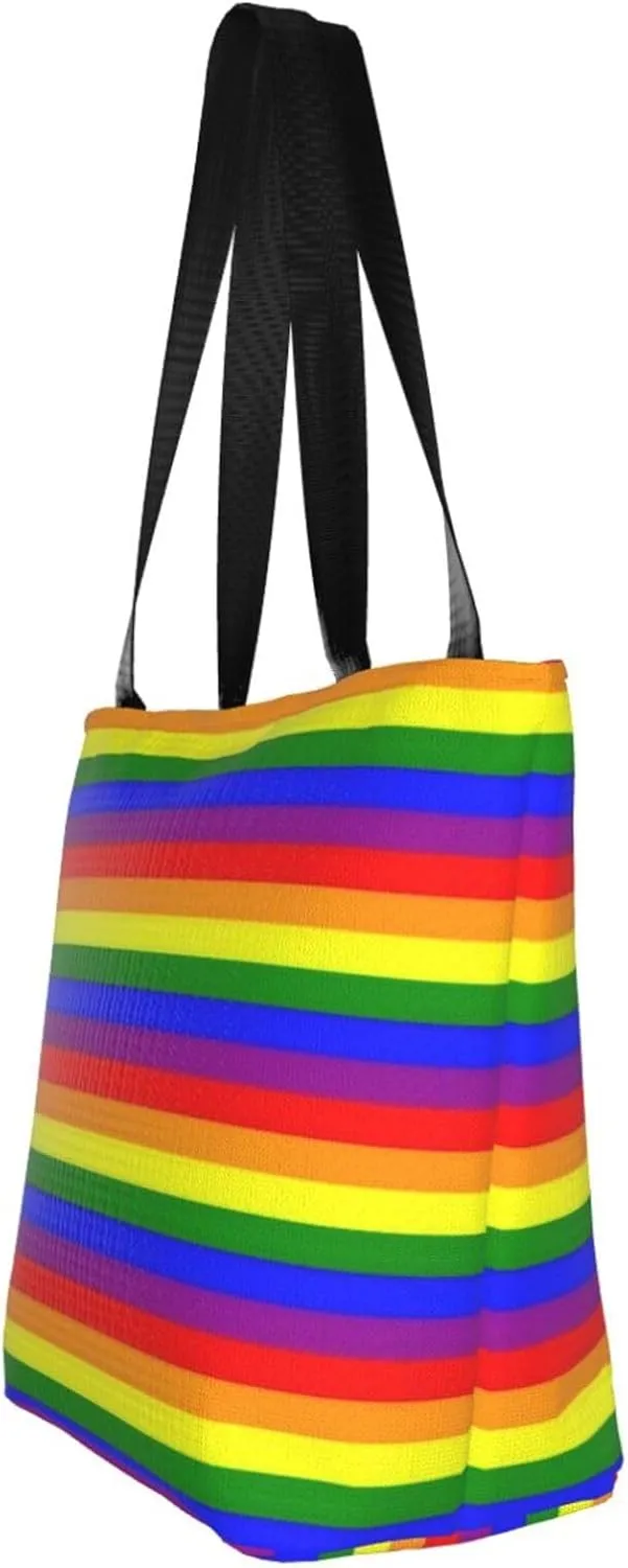 LGBT Pride Gay Rainbow Women's Tote Bag Lightweight Shopping Handbag Travel Shoulder Bag With Zipper