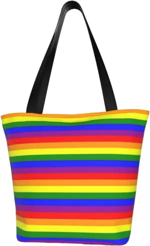 LGBT Pride Gay Rainbow Women's Tote Bag Lightweight Shopping Handbag Travel Shoulder Bag With Zipper