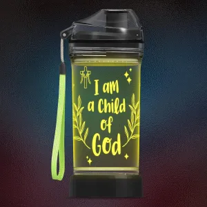 Light-Up Water Bottle with 'I am a Child of God' Design - 14oz Drink Cup, BPA-Free - Ideal Baptism Gift for Christians, Women, Girls, Boys, and Kids