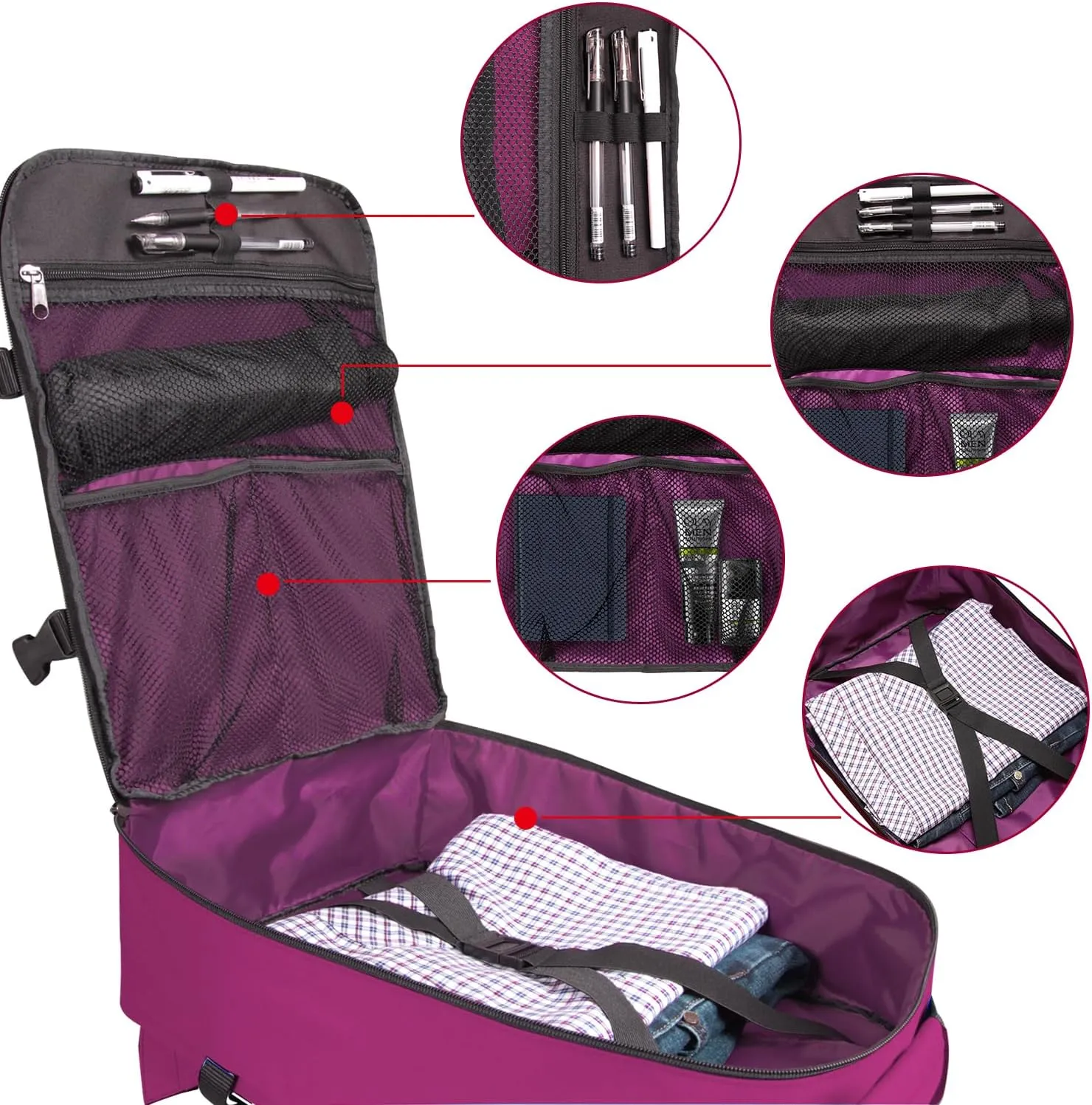 Lightweight Backpack for Women Airline Approved Weekender Bag with Separate Laptop Compartment, Travel Gym Sport, Orchid