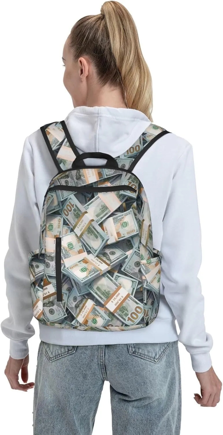 Lightweight Casual Laptop Backpack for Men and Women money american bill dollar Bookbag for College