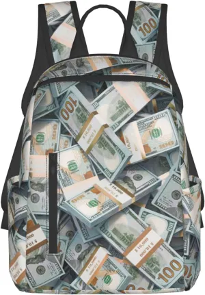 Lightweight Casual Laptop Backpack for Men and Women money american bill dollar Bookbag for College