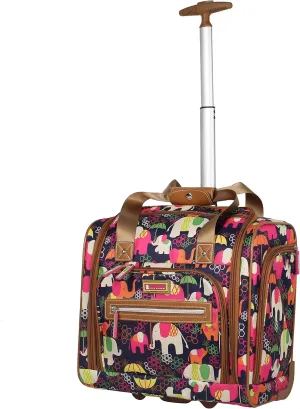 Lily Bloom Designer 15 Inch Carry On - Weekender Overnight Business Travel Luggage - Lightweight 2- Rolling Wheels Suitcase - Under Seat Rolling Bag for Women (Elephant Rain)