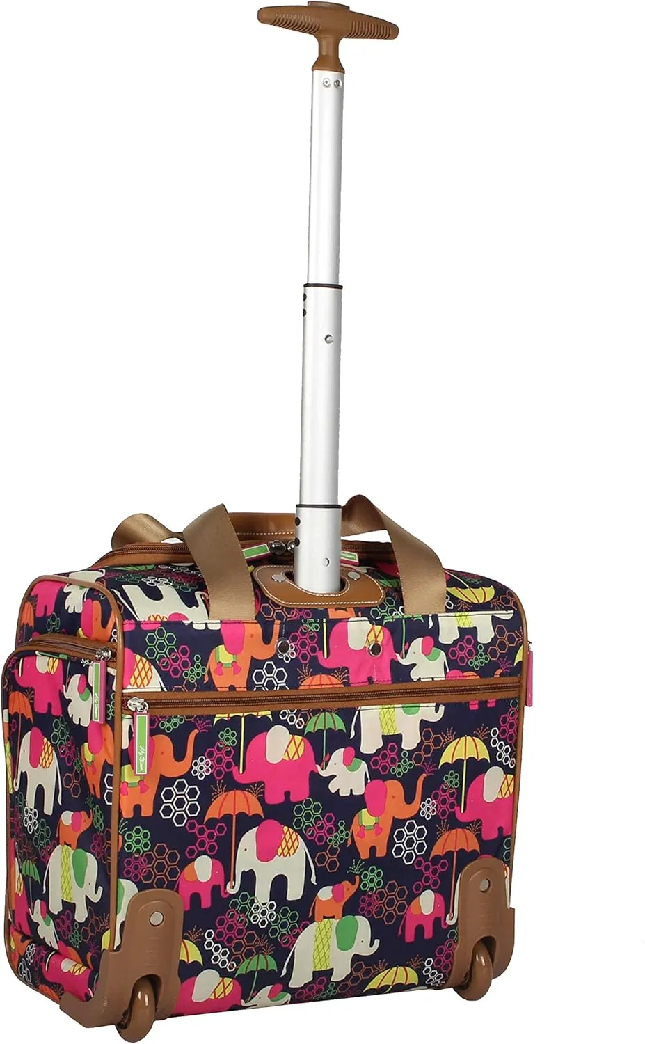 Lily Bloom Designer 15 Inch Carry On - Weekender Overnight Business Travel Luggage - Lightweight 2- Rolling Wheels Suitcase - Under Seat Rolling Bag for Women (Elephant Rain)