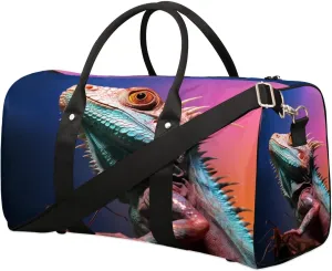Lizard Printing Travel Duffel Bag for Women Men Waterproof Foldable Overnight Weekender Bag Large Capacity Sports Gym Bag