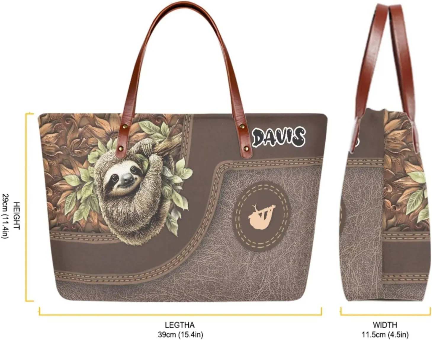 Lotusorchid Custom Tote Bag Name, Top Handle Handbag Satchel Shoulder Bag with Leather Wallet Cosmetic Bag for Women