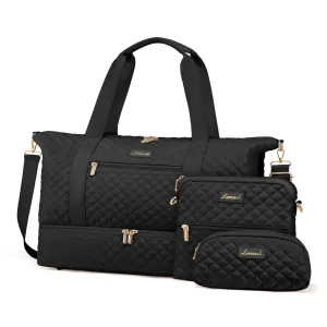 Lovevook Multipurpose 3-Piece Black Travel Set for Weekend & Overnight Trips