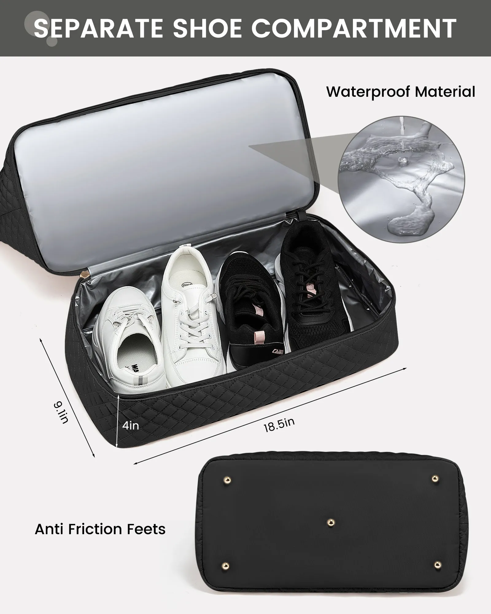 Lovevook Multipurpose 3-Piece Black Travel Set for Weekend & Overnight Trips